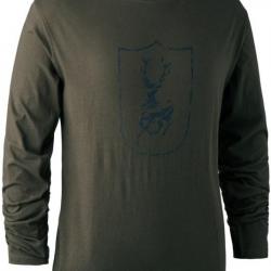 T shirt logo cerf Deerhunter à manches longues Kaki
