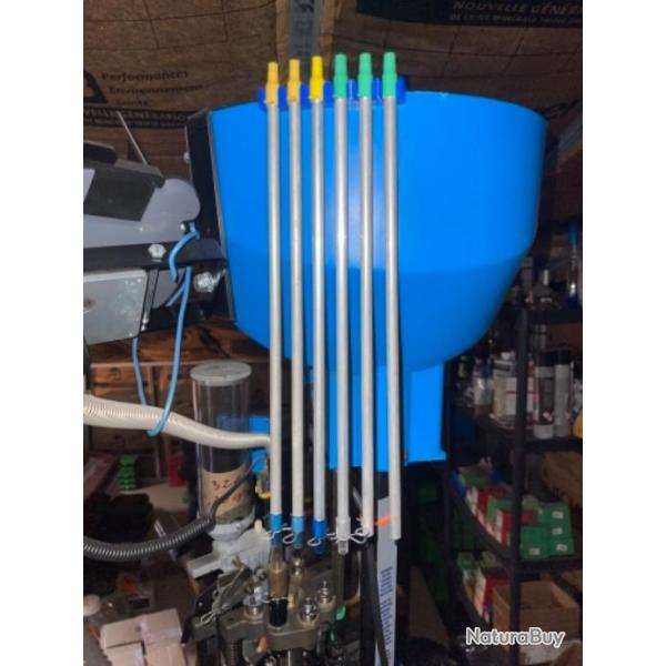 Support bleu pour 6 tubes piques amorces  clipser sur le case feeder dillon 650, 750, 1050, 1100