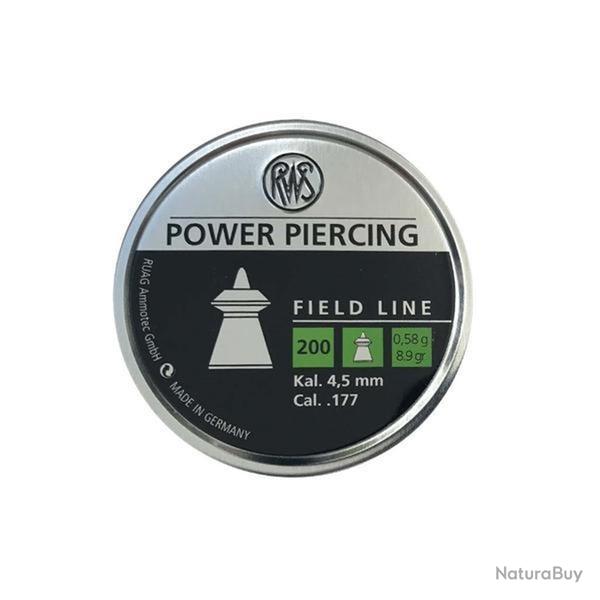 200 plombs RWS Power Piercing, calibre 4.5 mm