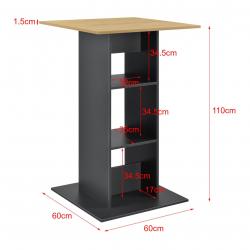 Table de bar bistrot avec 3 étagères de rangement 10 cm gris foncé 03_0006196