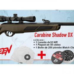 Pack carabine à plomb 4.5 mm GAMO Shadow DX Green Storm (19.9 joules) + lunette 4x32 - PACK CERISE