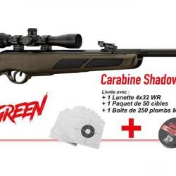 Pack carabine à plomb 4.5 mm GAMO Shadow DX Green Storm (19.9 joules) + lunette 4x32