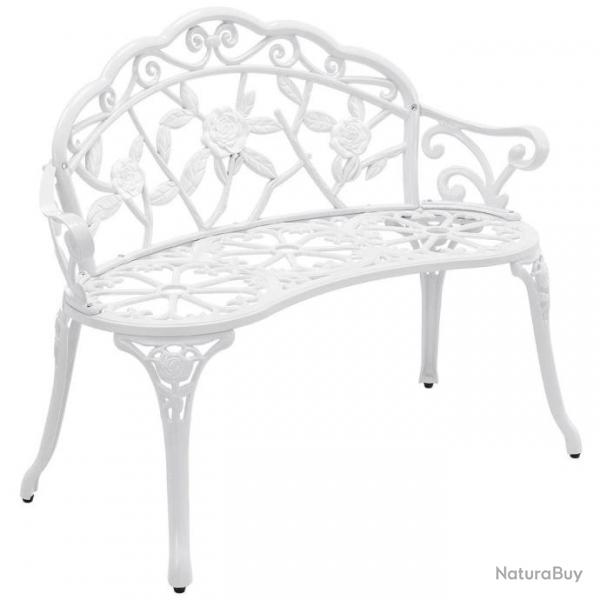 Banc chaise sige de jardin fonte rsistant aux intempries 100 cm blanc 03_0001007