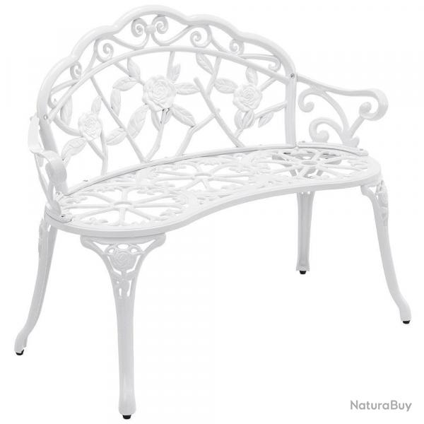 Banc chaise sige de jardin fonte rsistant aux intempries 100 cm blanc 03_0001007