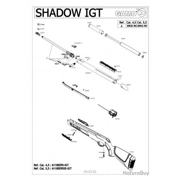 30480 - Gamo Plaquette Droite de Crosse Viper GAMO Shadow IGT 19.9J 4.5 mm