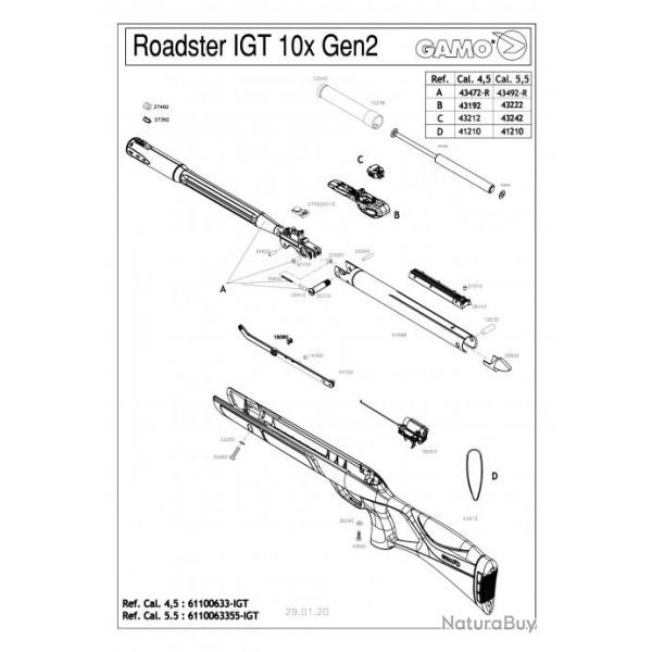 12530 - Gamo Goupille Avant de Maintien Charniere 400 Roadster 4.5 mm et 5.5 mm