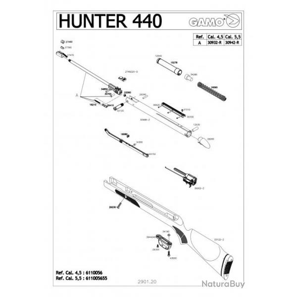 36620 - Vis de serrage rail de fixation Hunter 440 AS 19.9J 4.5 mm