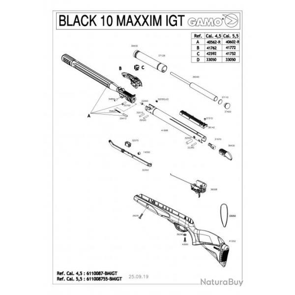 32010 - Goupille de maintien Canon Gamo BLACK BULL Black 10x Maxxim IGT 29J 4.5 mm