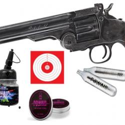 REVOLVER ASG SCHOFIELD 6" 4.5 mm Co2 + 1500 billes BB's + 500 plombs pointus + 5 co2 + 10 cibles