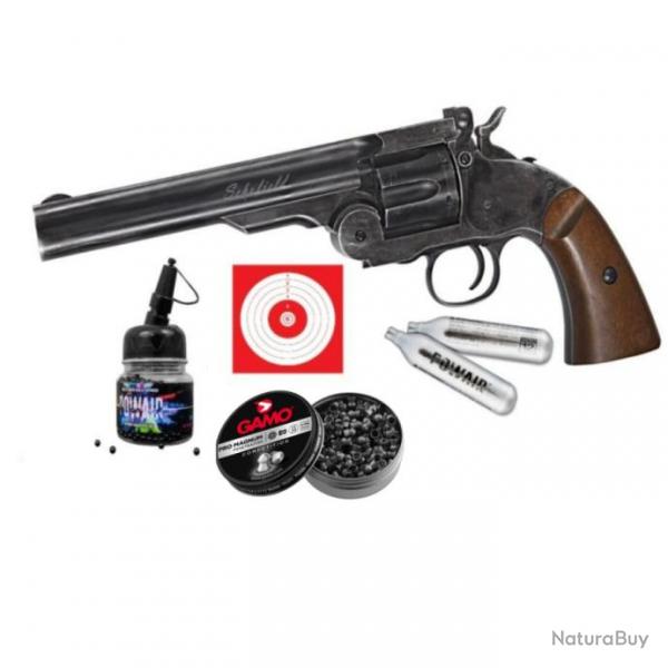 REVOLVER ASG SCHOFIELD 6" 4.5 mm Co2 + 1500 billes BB's + 250 plombs pointus + 5 co2 + 10 cibles