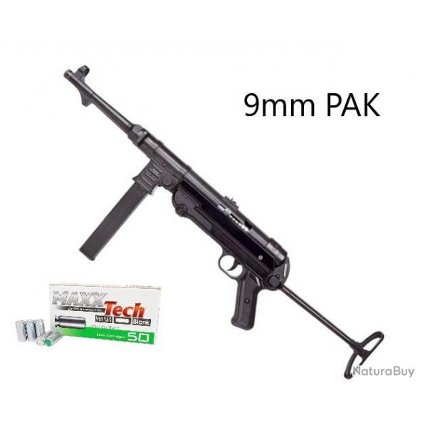 MP40  Blanc Full Mtal - 9mm PAK - Fabrication Allemande + 50 Balles Offertes
