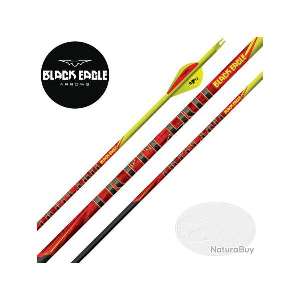 BLACK EAGLE ARROWS Outlaw 6 Flches de chasse et tir 3D en carbone avec cresting et vanes Blazer 2 p