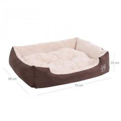 Lit panier canapé pour chien avec coussin réversible confortable et respirant bords rehaussés 75 x