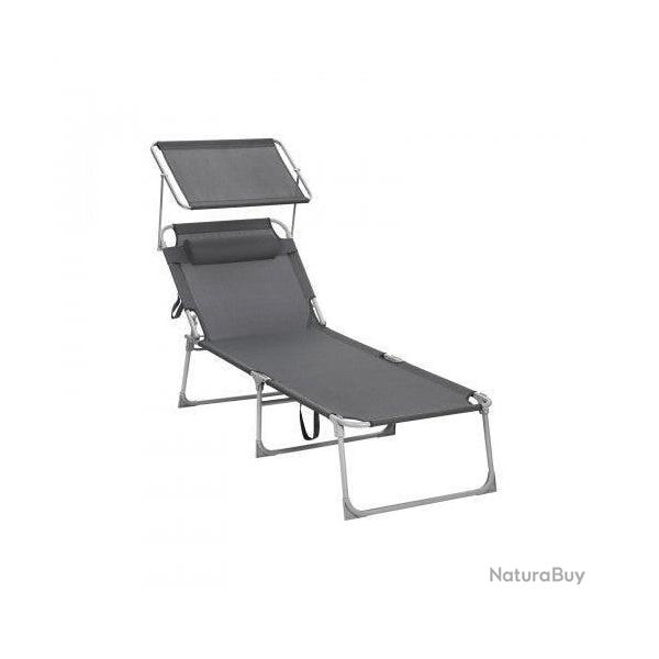 Chaise longue bain de soleil grand modle 200 cm charge 150 kg avec appui tte dossier et parasol i