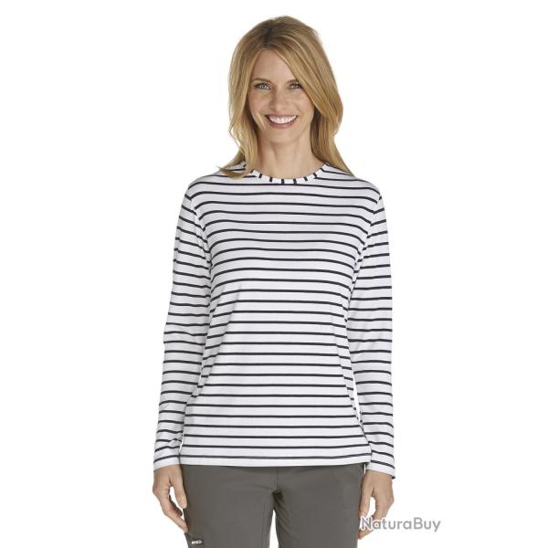 ZnO UV T-shirt Manches Longues Femme- navy/white stripe 36 (XS)