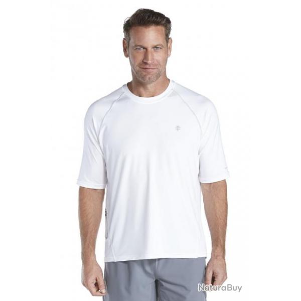 T shirt manches courtes pour hommes anti UV, Blanc 44 (XL)