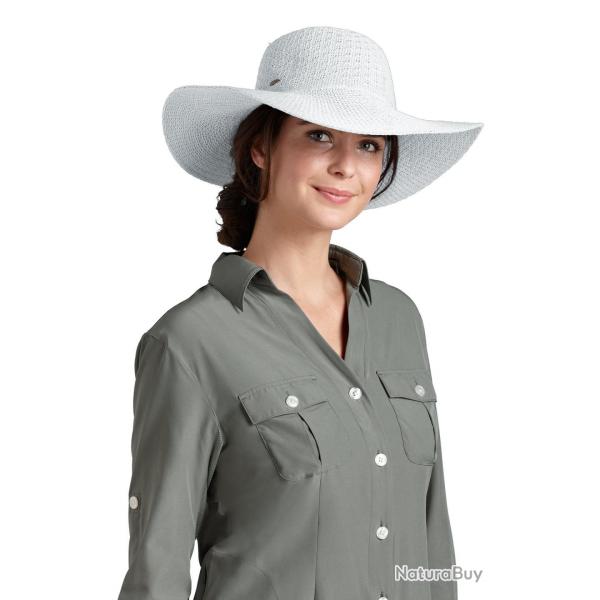 Coolibar - Chapeau Compressible pour Femme anti UV - Blanc Blanc Onesize