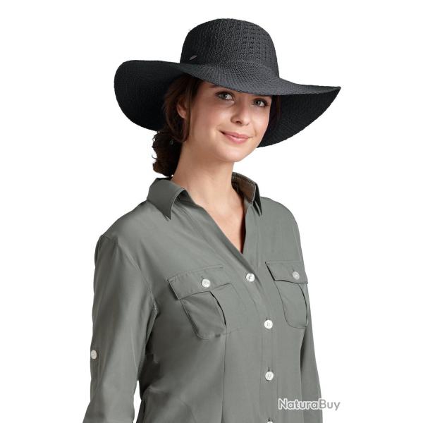 Coolibar - Chapeau Compressible pour Femme anti UV - Noir Noir Onesize