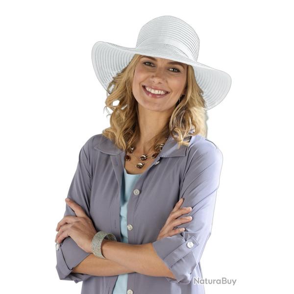 Coolibar - Chapeau pour Femmes Anti UV - Blanc Blanc 59cm
