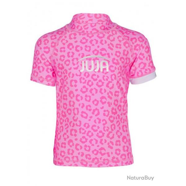 T-shirt anti-UV pour filles - manches courtes Leopard Rose, JUJA Rose 158-164cm