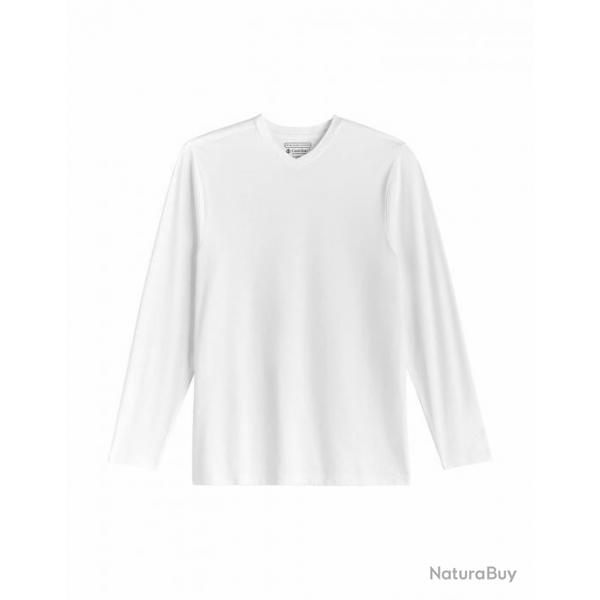 T Shirt anti UV pour homme col en V Manches longues Morada Blanc Blanc