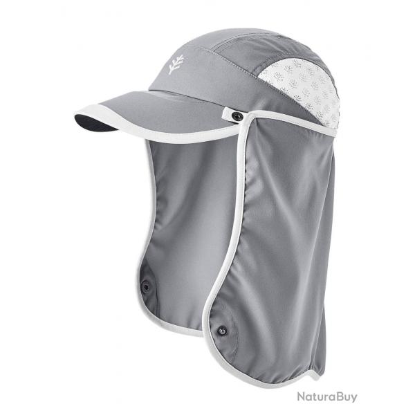 Casquette sport anti UV avec protge nuque pour enfant - Agilit - Acier Gris / Blanc Gris S/M