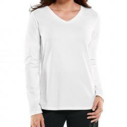 T Shirt anti UV pour femme col en V Manches longues Morada Blanc Blanc