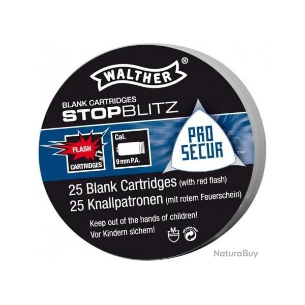 CART.  BLANC WALTHER STOP BLITZ FLASH CAL. 9 MM PAK BTE 25