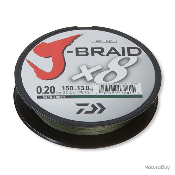 Tresse Daiwa J-Braid X8 Verte 300m 0.22