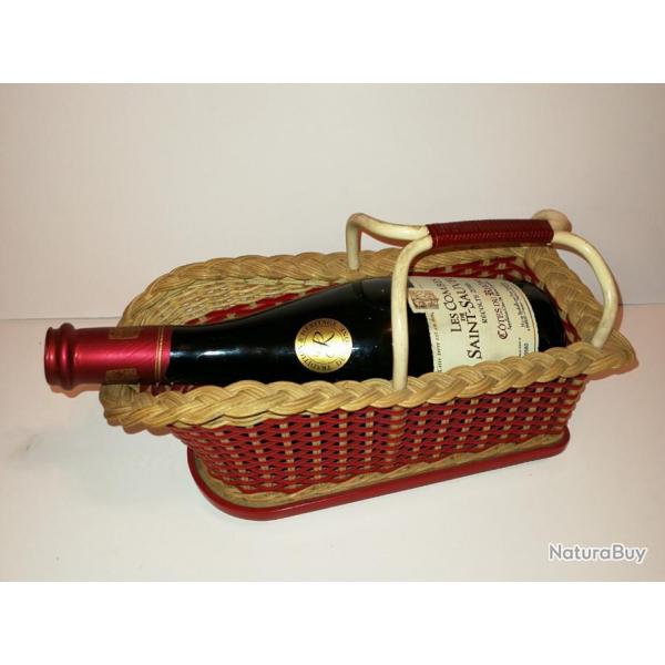 Porte bouteille vin spiritueux / Panier de table de prsentation vintage 90's