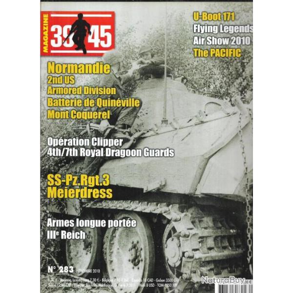 39-45 Magazine 283 u-boot 171, armes longue porte IIIe reich, mur de l'atlantique , as panzer