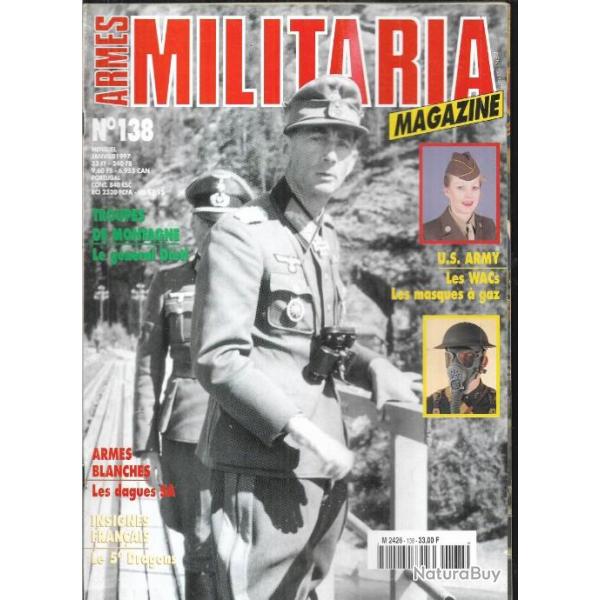 Militaria magazine 138, wacs, troupes de montagne dietl, dagues sa , le 5e dragons insignes,