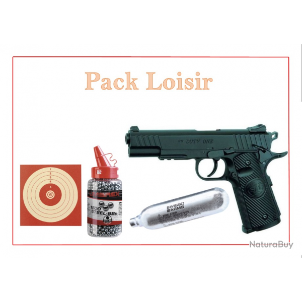 Pistolet CO2 STI DUTY ONE + 1500 Plombs Ronds + 100 cibles + 5 capsules CO2 "Pack Loisir"