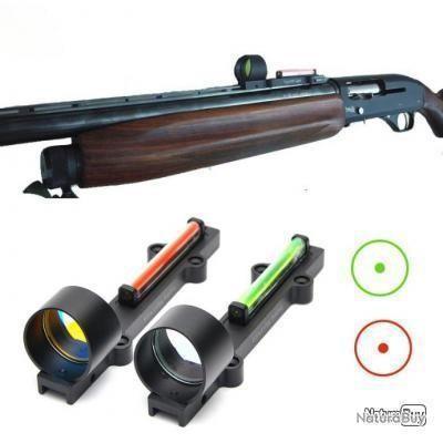 Viseur Fibre Optique Point Rouge Pour Fusil De Chasse - Aluminium Noir - Sans Marque