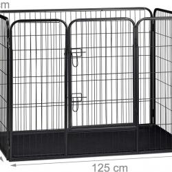 Enclos cage pour chien avec sol 90 x 125 x 78 cm noir 13_0000965