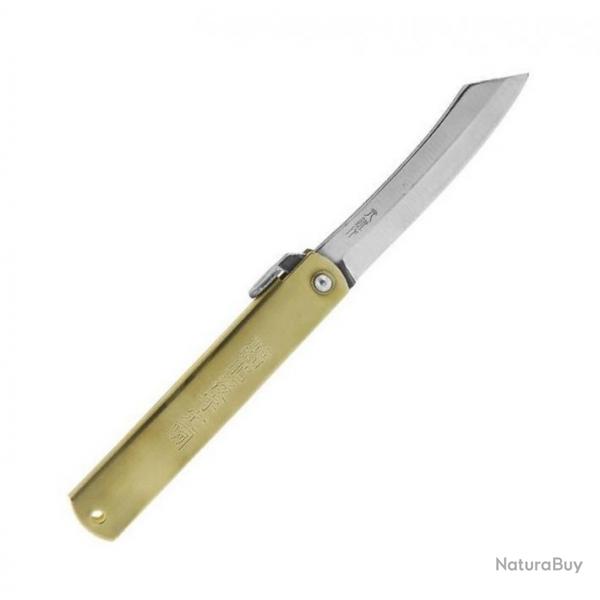Couteau Higonokami laiton modle luxe, Longueur manche 10 cm