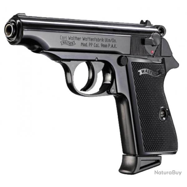 Pistolet 9 mm  blanc Walther PP noir