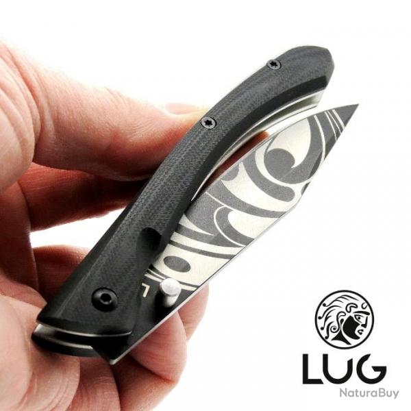 Couteau C63 TATTOO BLACK TITANIUM manche G10 Noir, liner-lock, couteau LUG