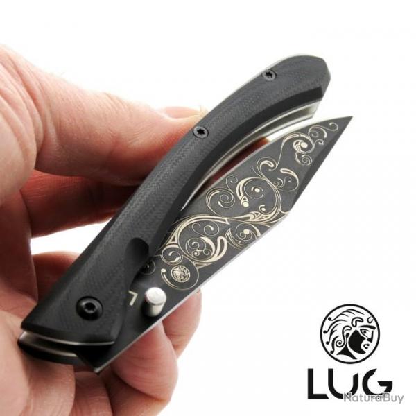 Couteau C63 VOLUTES BLACK TITANIUM manche G10 Noir, liner-lock, couteau LUG