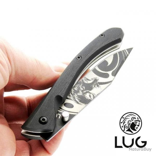 Couteau C63 LOUP BLACK TITANIUM manche G10 Noir, liner-lock, couteau LUG