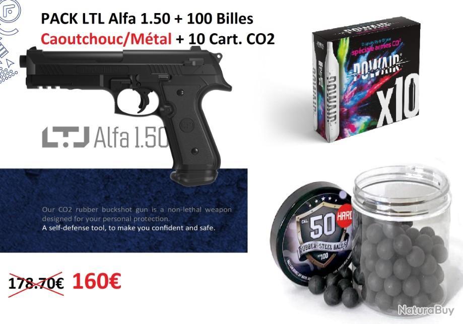 Pistolet de Défense 18 Joules LTL Alfa 50 18J + 100 Billes