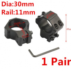 Paire de colliers de montage rail 11mm Picatinny / Weaver - Diamètre 30mm  LIVRAISON RAPIDE