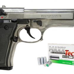 Pistolet à Blanc Kimar 92 Chromé cal.9mm PAK + 50 Balles maxxtech