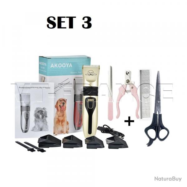 Tondeuse Pro Rechargeable pour Chiens Silencieuse, Modele: SET 3