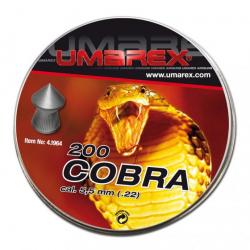 Boite de 200 plombs COBRA - Plomb pointu 5.5mm (.22) - 1.02g