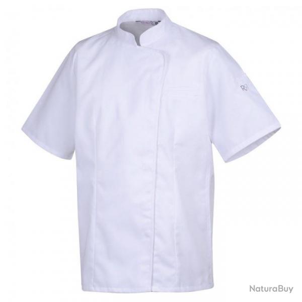 Veste de cuisine bicolore pour femme manches courtes ou longues Robur EXPRESSION MC/ML Blanc Manches
