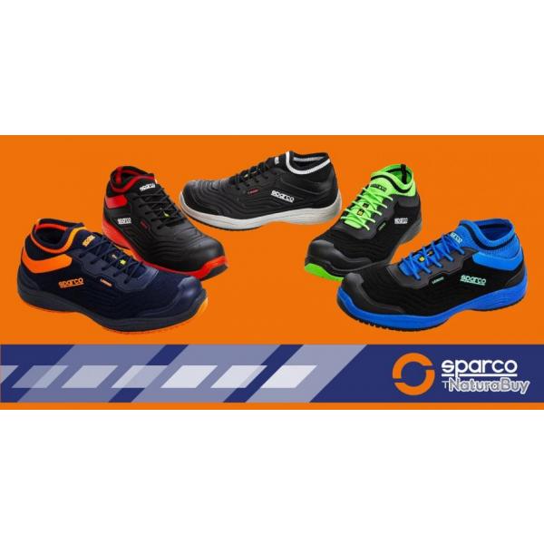 Chaussures de scurit semi montantes S1P ou S3 SRC Sparco Teamwork Legend Bleu marine Orange