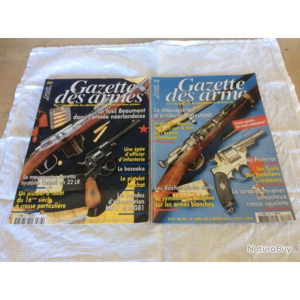 lot 2 revues Gazette des armes - 323 & 332 - fusil Beaumont / mousqueton Chassepot (2001 & 2002)