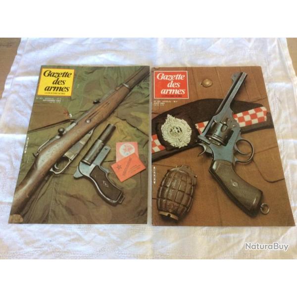 lot 2 revues Gazette des armes - 120 & 121 - revolvers rglementaires Anglais... (08&09/1983)