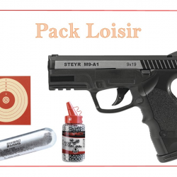 Pistolet CO2 STEYR M9-A1 + 1500 Plombs Ronds + 100 cibles + 5 capsules CO2 "Pack Loisir"